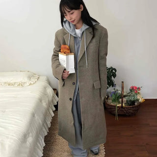 Casual Layered Hidden Button Double Handmade Coat