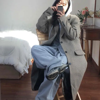 Casual Layered Hidden Button Double Handmade Coat