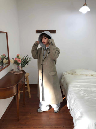 Casual Layered Hidden Button Double Handmade Coat