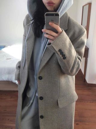 Casual Layered Hidden Button Double Handmade Coat