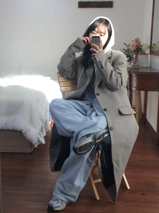 Casual Layered Hidden Button Double Handmade Coat