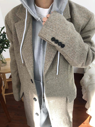 Casual Layered Hidden Button Double Handmade Coat