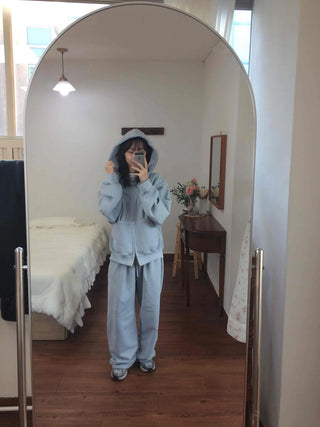 Soft Piping Oversized Zip-Up Hoodie
