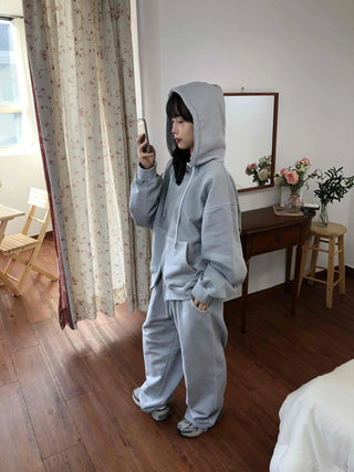 Soft Piping Oversized Zip-Up Hoodie
