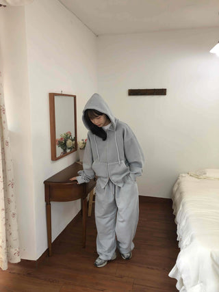 Soft Piping Oversized Zip-Up Hoodie