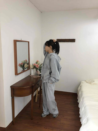 Soft Piping Oversized Zip-Up Hoodie