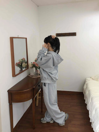 Soft Piping Oversized Zip-Up Hoodie