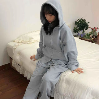 Soft Piping Oversized Zip-Up Hoodie