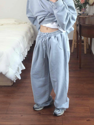 Soft Pigment Drawstring Wide Fit Sweatpants