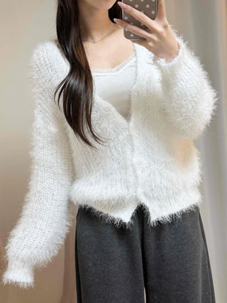 Fluffy Fuzzy V-Neck Crop Cardigan