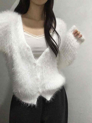 Fluffy Fuzzy V-Neck Crop Cardigan
