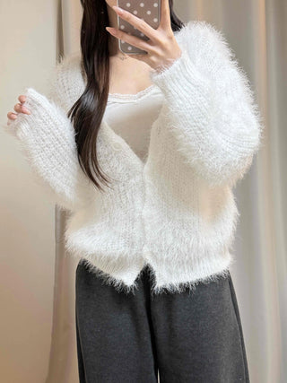 Fluffy Fuzzy V-Neck Crop Cardigan