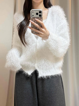 Fluffy Fuzzy V-Neck Crop Cardigan