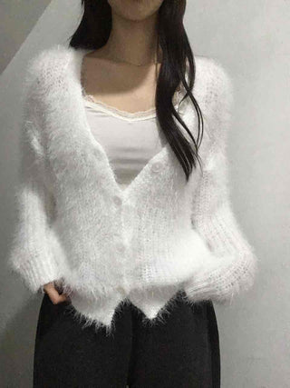 Fluffy Fuzzy V-Neck Crop Cardigan