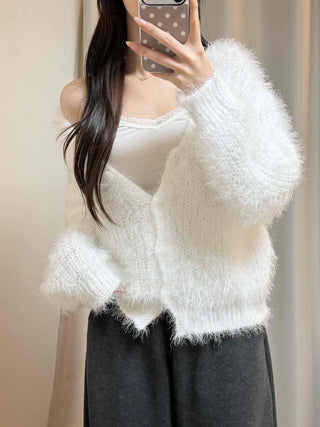 Fluffy Fuzzy V-Neck Crop Cardigan