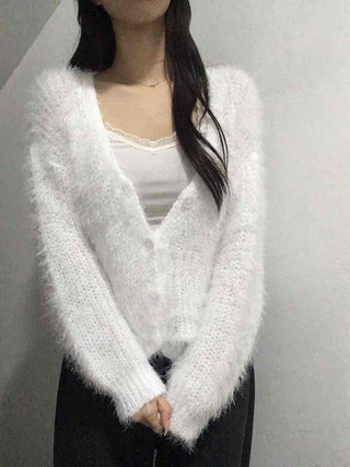Fluffy Fuzzy V-Neck Crop Cardigan