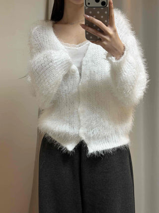 Fluffy Fuzzy V-Neck Crop Cardigan