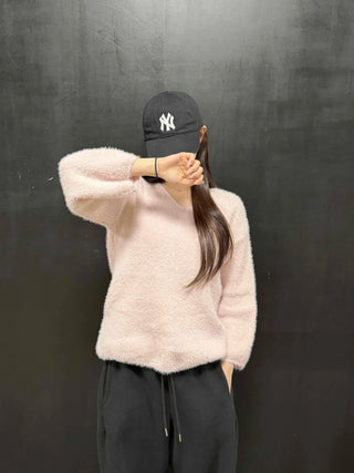 Soft Fur Touch V-Neck Loose Fit Knit