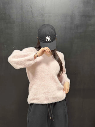 Soft Fur Touch V-Neck Loose Fit Knit