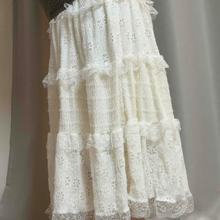 Romantic Embroidered Punched Lace Tiered Skirt