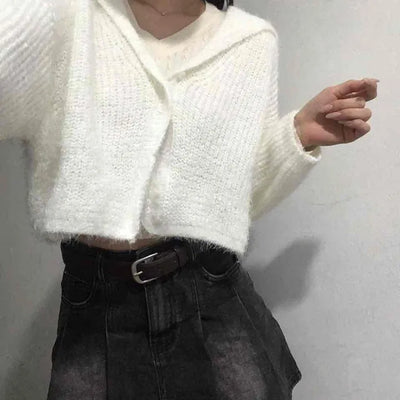 Soft Fur Ceramic Crop Angora Cardigan