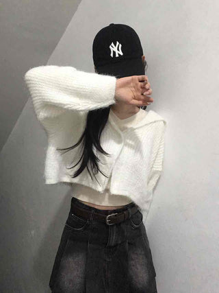 Soft Fur Ceramic Crop Angora Cardigan