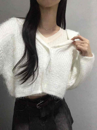 Soft Fur Ceramic Crop Angora Cardigan