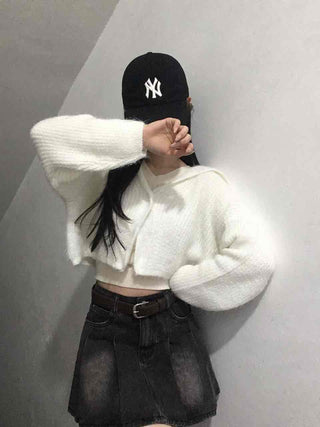 Soft Fur Ceramic Crop Angora Cardigan