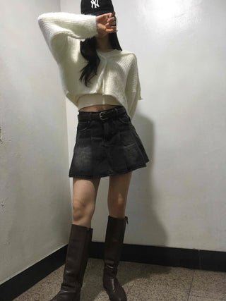 Soft Fur Ceramic Crop Angora Cardigan