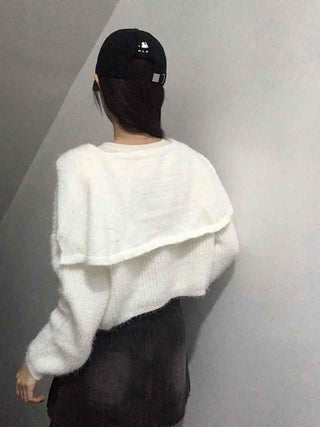 Soft Fur Ceramic Crop Angora Cardigan