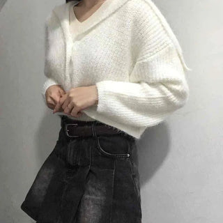 Soft Fur Ceramic Crop Angora Cardigan