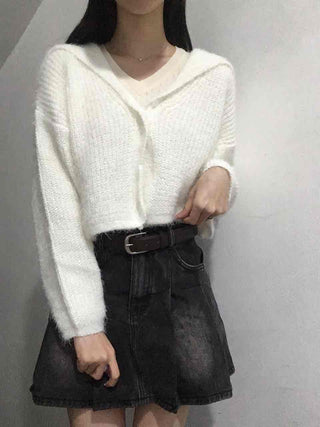 Soft Fur Ceramic Crop Angora Cardigan