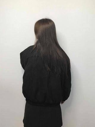 Falling Fur Line Hooded Windbreaker Crop Jumper