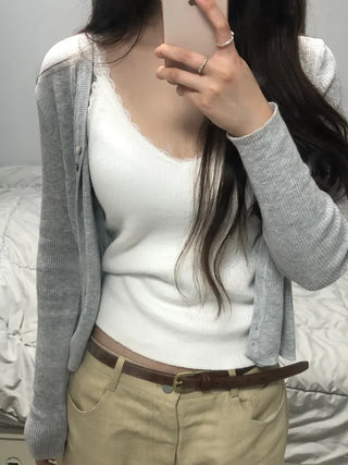 Daro Button Point V-Neck Summer Cardigan