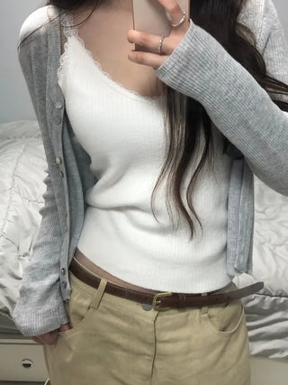 Daro Button Point V-Neck Summer Cardigan