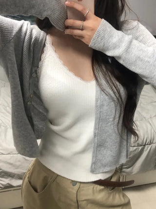 Daro Button Point V-Neck Summer Cardigan