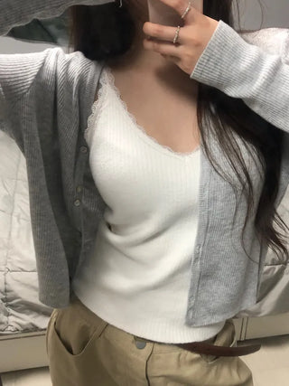 Daro Button Point V-Neck Summer Cardigan