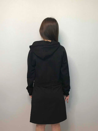 Vintage Gothic Lettering Crop Zip-Up Hoodie