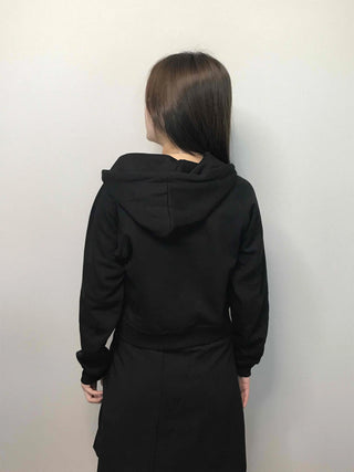 Vintage Gothic Lettering Crop Zip-Up Hoodie