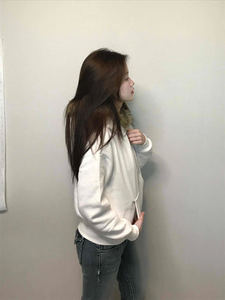 Snowflake Embroidered Zip-Up Hoodie