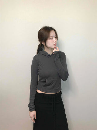 Edgy Sporty Bodyfit High-Neck Crop Hoodie