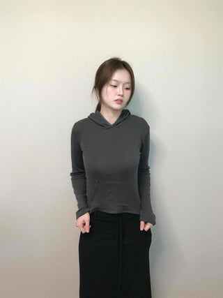 Edgy Sporty Bodyfit High-Neck Crop Hoodie