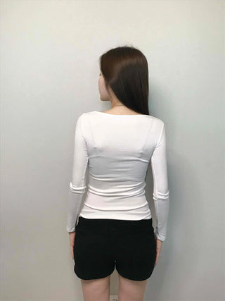 Sexy Slim Fit Zip-up U-Neck Long Sleeve T-Shirt