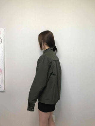Military Cargo Pocket Oversized Zip-Up Jumper