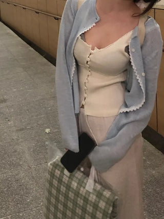 Mika Pastel Lace Point Round Summer Cardigan