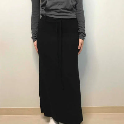 Relaxed Sweat Pocket Elastic Waist I-Line Maxi Skirt