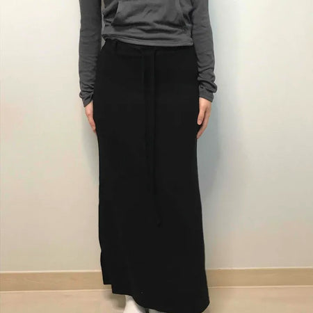 Relaxed Sweat Pocket Elastic Waist I-Line Maxi Skirt