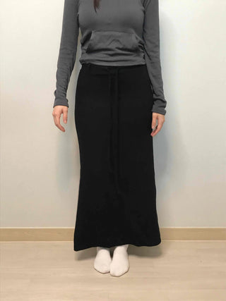 Relaxed Sweat Pocket Elastic Waist I-Line Maxi Skirt