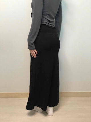 Relaxed Sweat Pocket Elastic Waist I-Line Maxi Skirt