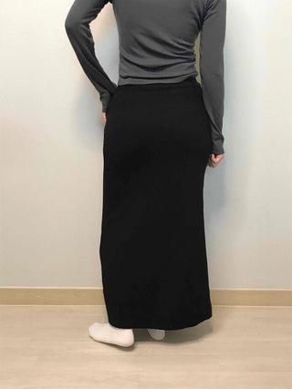 Relaxed Sweat Pocket Elastic Waist I-Line Maxi Skirt